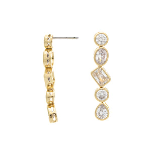 Bezel Set CZ Line Drop Earrings