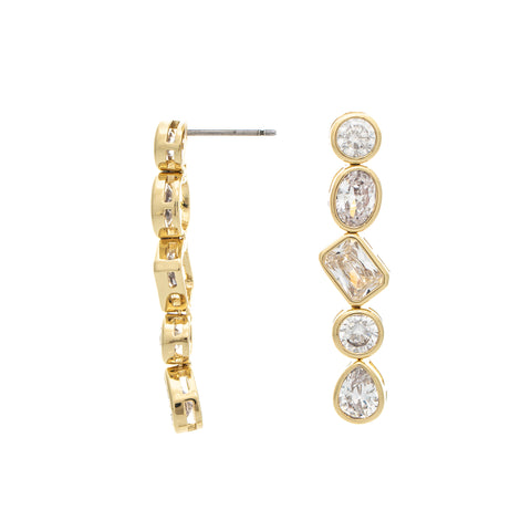 Bezel Set CZ Line Drop Earrings