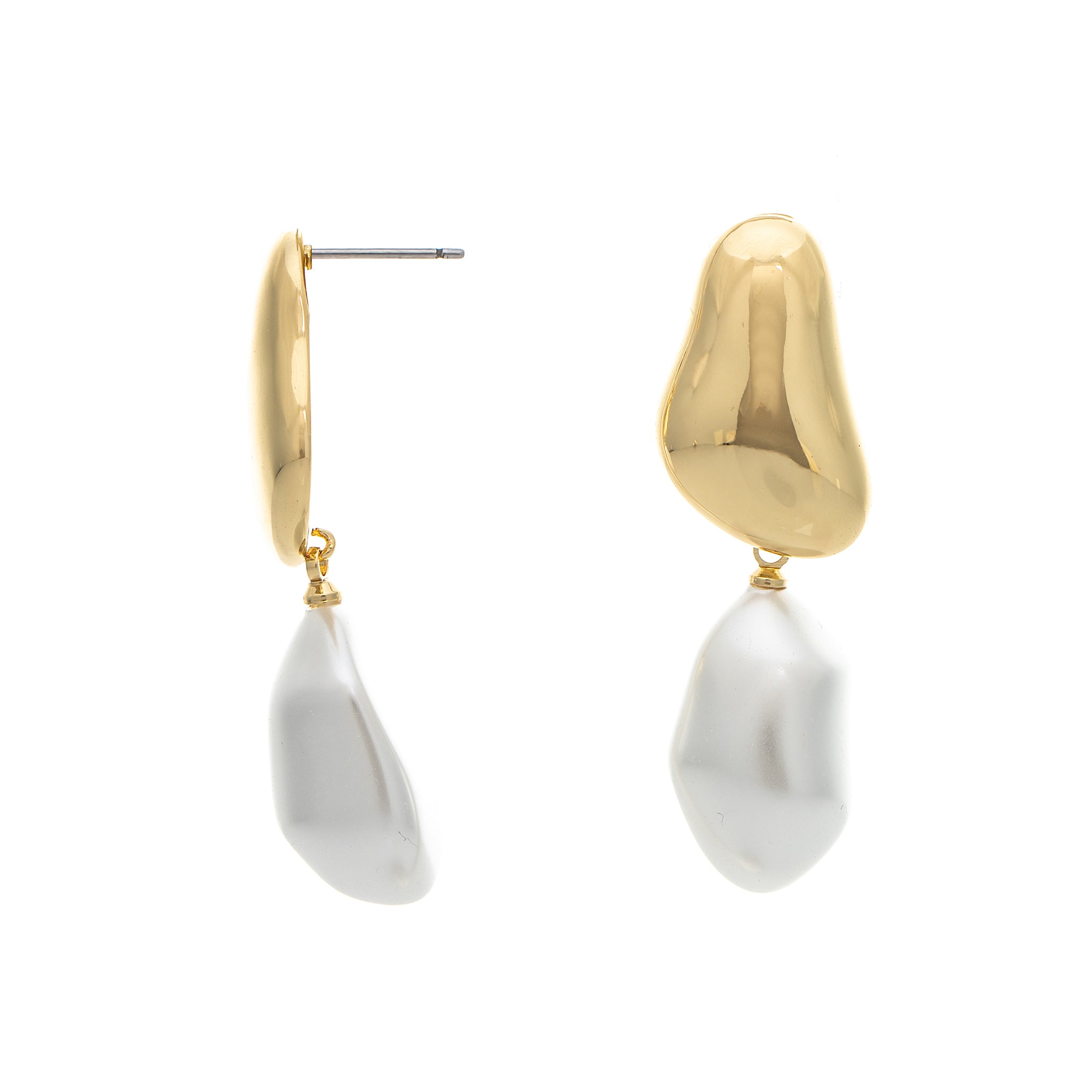 Organic Pearl and Polished Drop Earring