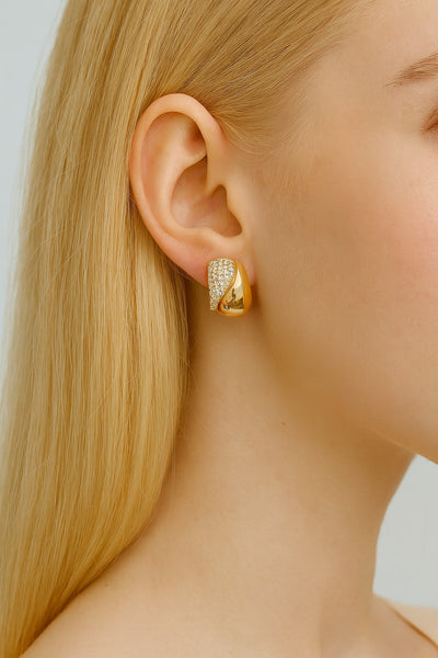 CZ Teardrop Huggie Hoop Earrings