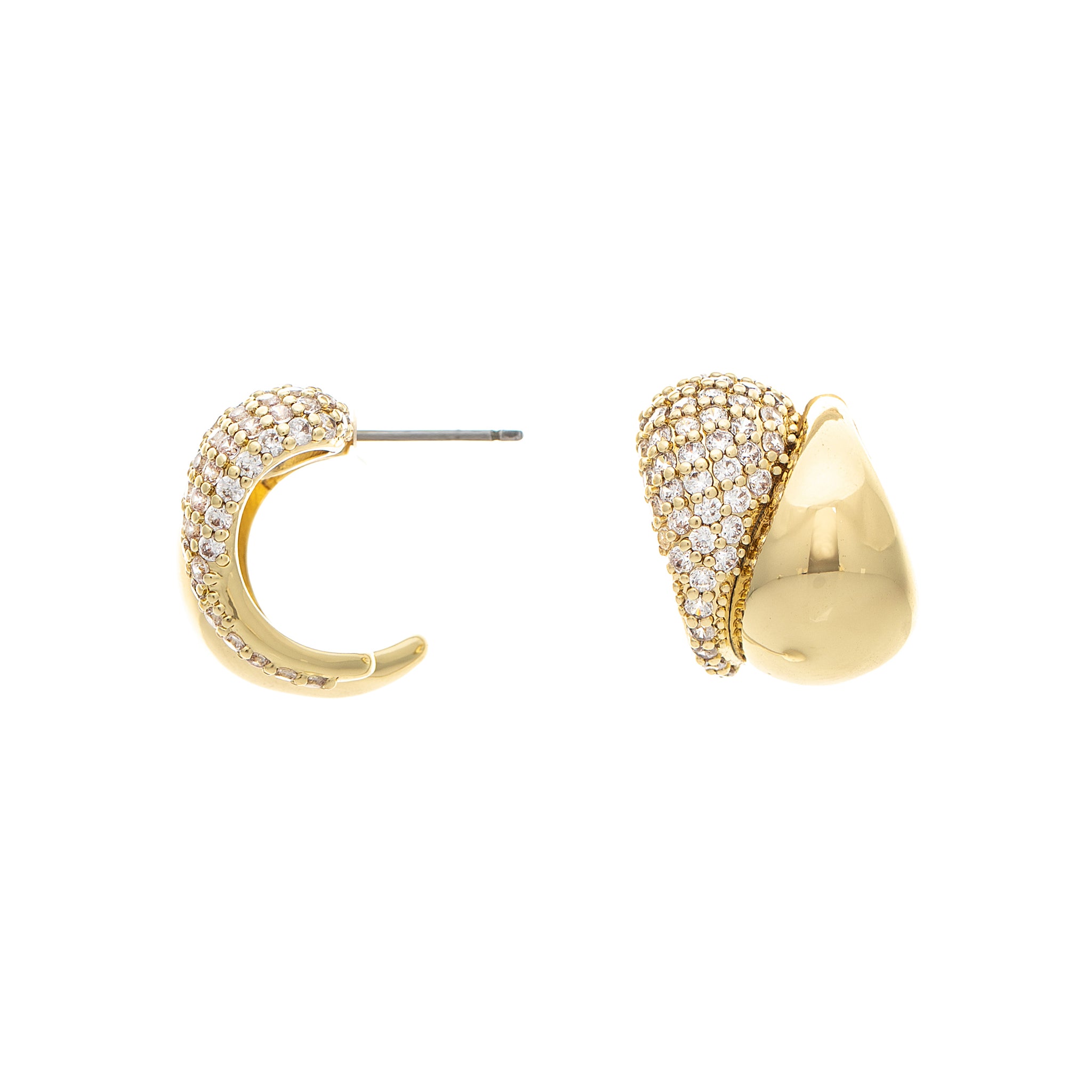 CZ Teardrop Huggie Hoop Earrings