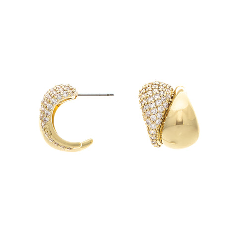 CZ Teardrop Huggie Hoop Earrings