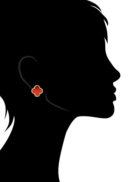 Carnelian Flower Stud Earring