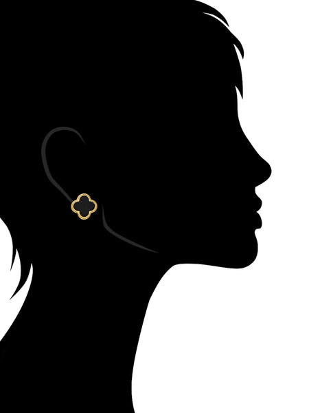 Onyx Flower Stud Earring