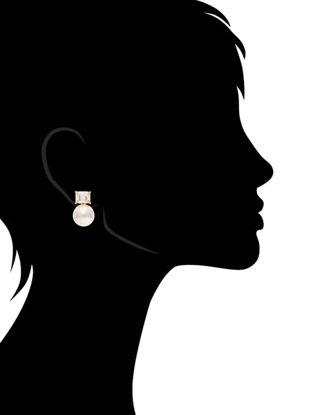 Cubic Zirconia and Pearl Drop Stud Earring