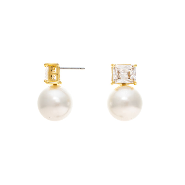 Cubic Zirconia and Pearl Drop Stud Earring