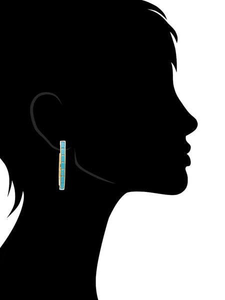Turquoise Cubic Zirconia Inside Out Hoop Earrings