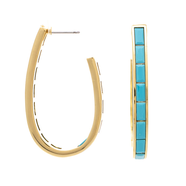 Turquoise Cubic Zirconia Inside Out Hoop Earrings
