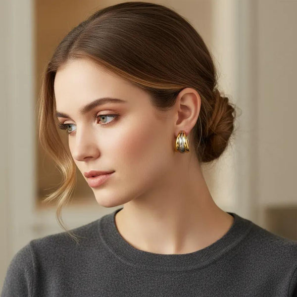 Two-Tone Polished Hoop Earrings