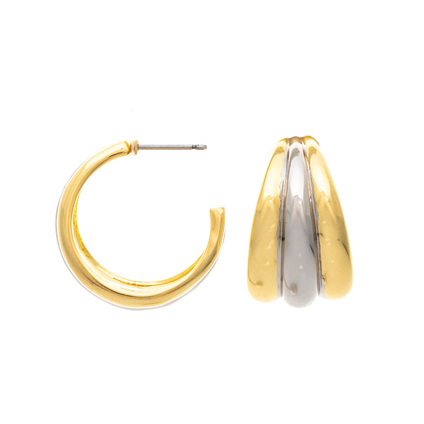 Two-Tone Polished Hoop Earrings
