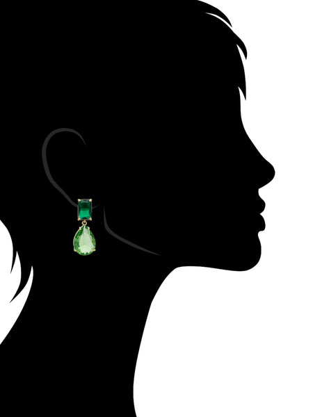 Apple + Emerald Cubic Zirconia Drop Earrings