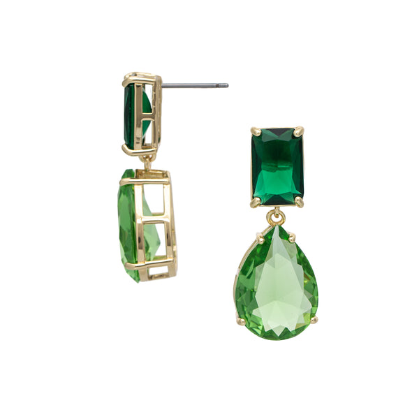 Apple + Emerald Cubic Zirconia Drop Earrings