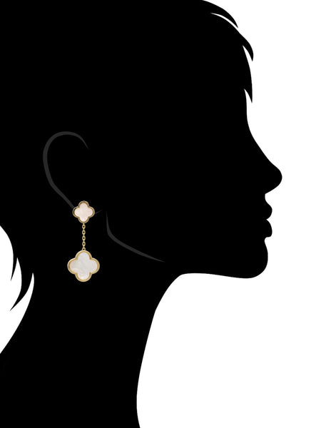 Mother of Pearl Flower Double Drop Earrings