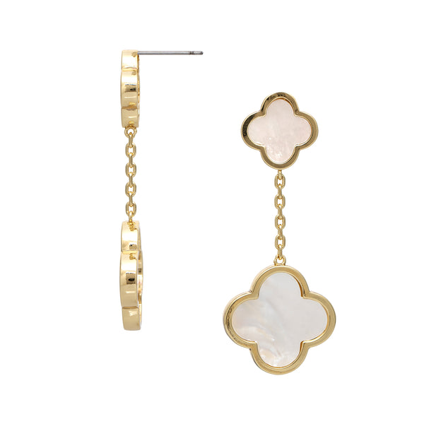 Mother of Pearl Flower Double Drop Earrings