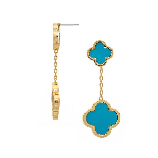 Turquoise Flower Double Drop Earrings