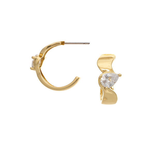 Pear CZ Hoop Earrings