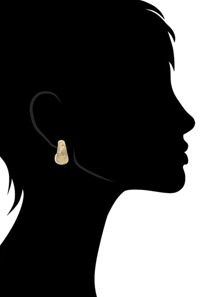 Textured CZ Hoop Earring