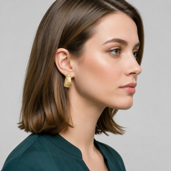 Textured CZ Hoop Earring
