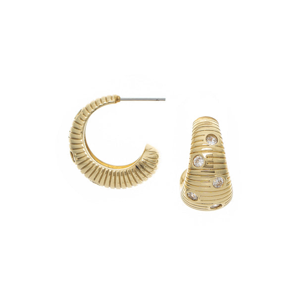 Textured CZ Hoop Earring