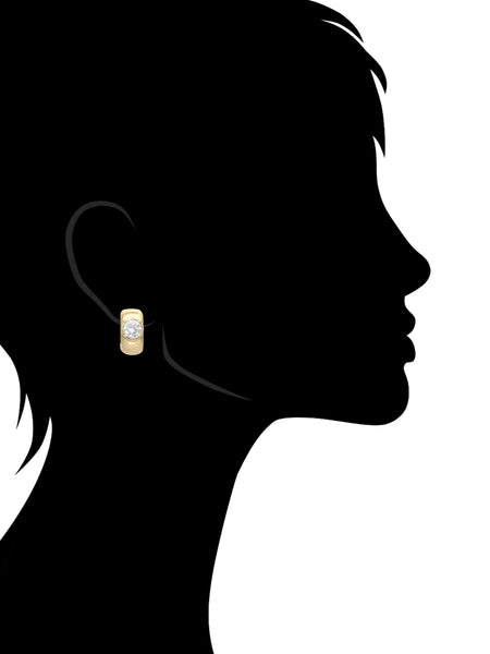 Polished Huggie Hoop Earring with Round CZ