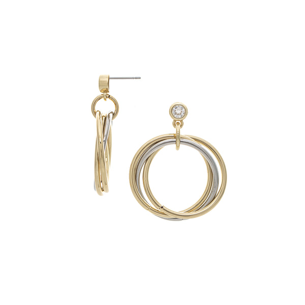 Two Tone Front Facing Intertwined Circle Hoops