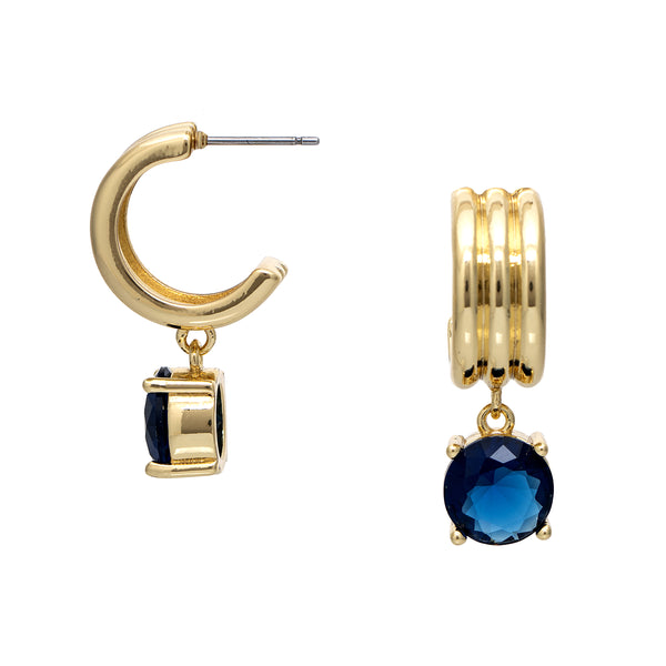 Hoop with Sapphire CZ Drop