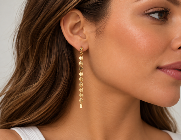 Polished Disc Chain Drop Earrings