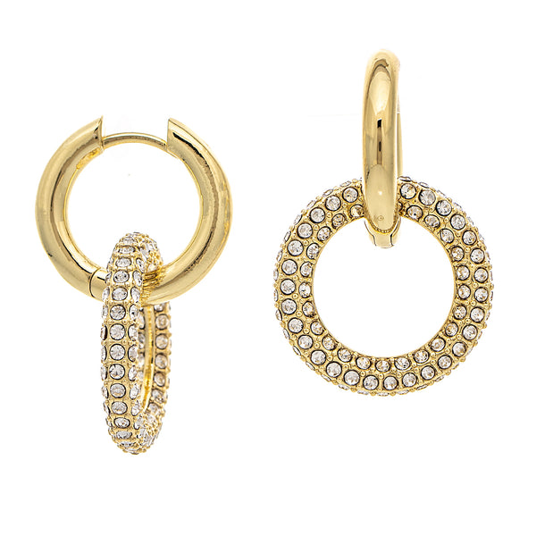 Interlocking Pave CZ and Polished Hoop Earrings