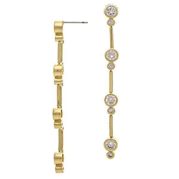 Linear Drop CZ Bezel Earrings