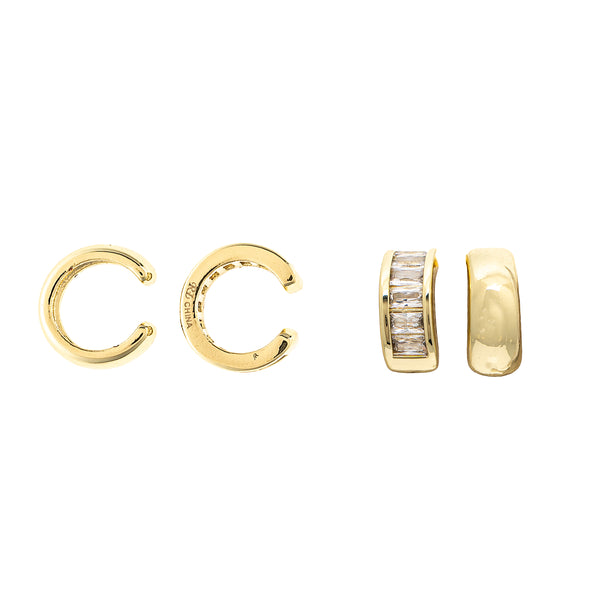 Set of 2 Ear Cuffs - Polished + CZ