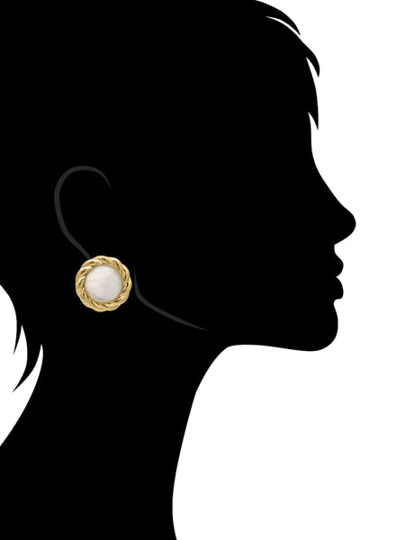 Mother of Pearl Button Stud Earrings