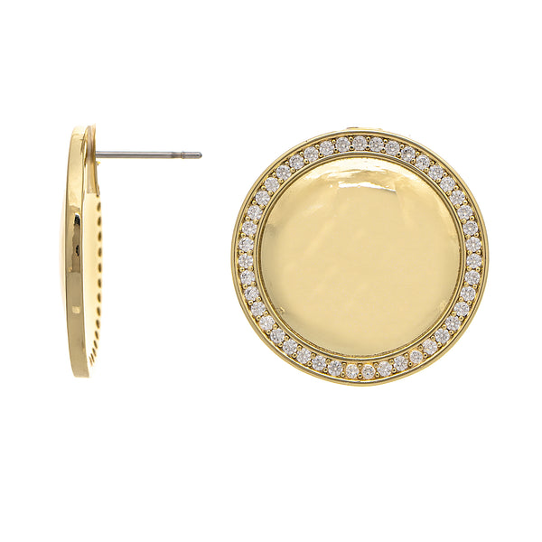 CZ Button Stud Earring