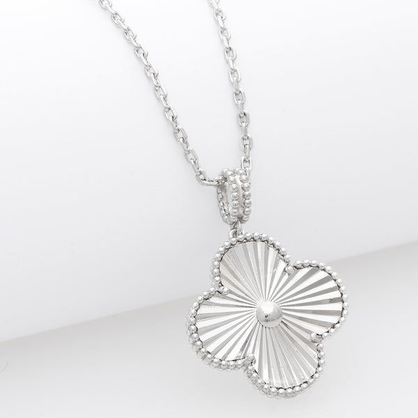 Rhodium Polished Clover Pendant