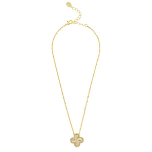 Satin and CZ Flower Pendant