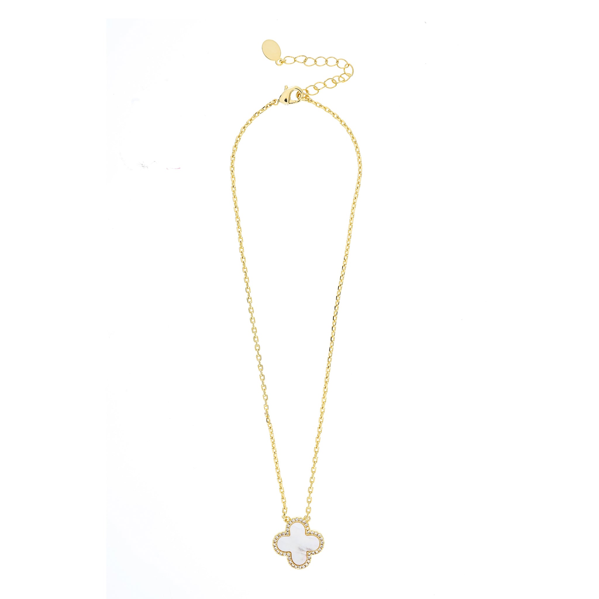 Mother of Pearl and CZ Flower Pendant