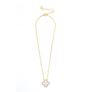 Mother of Pearl and CZ Flower Pendant