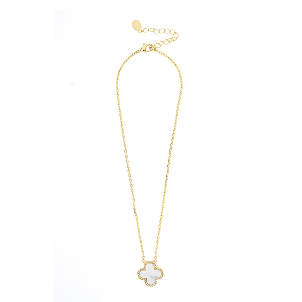 Mother of Pearl and CZ Flower Pendant