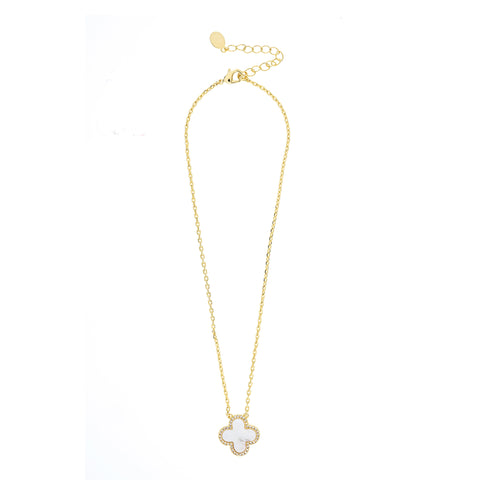 Mother of Pearl and CZ Flower Pendant