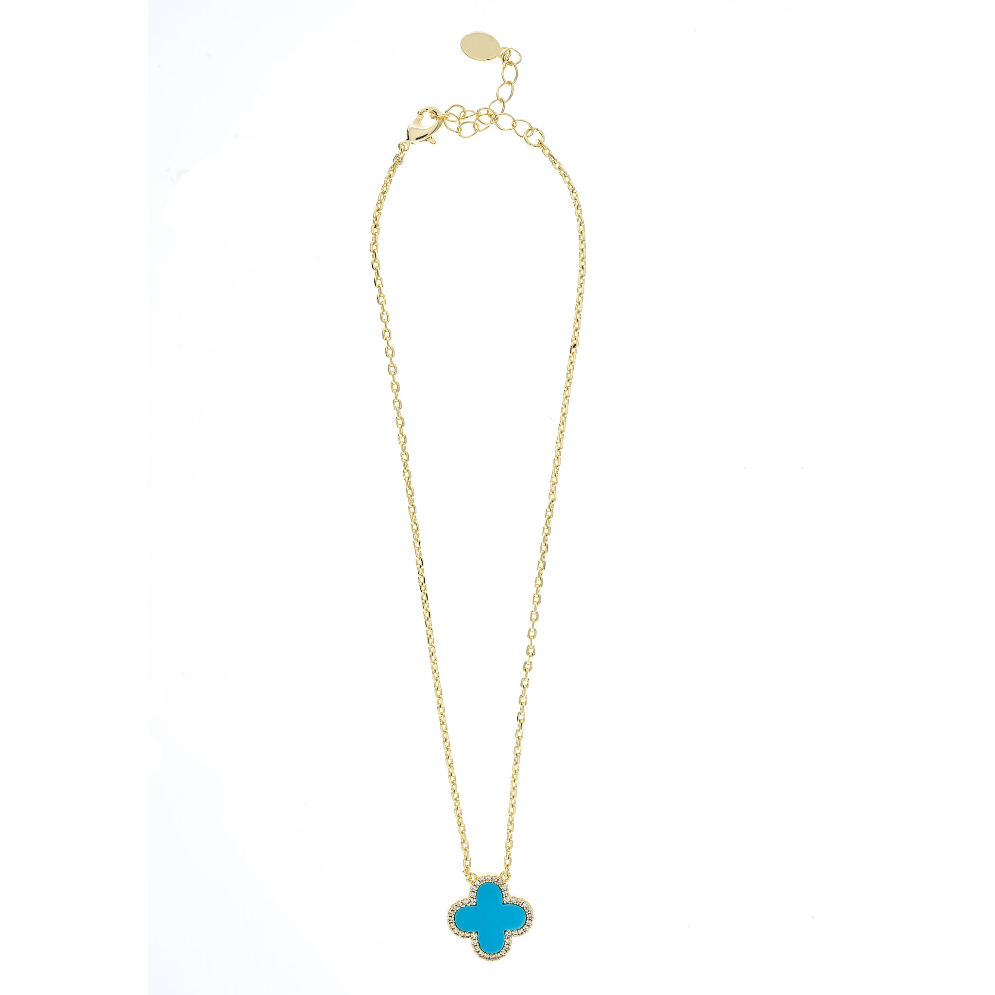 Turquoise and CZ Flower Pendant