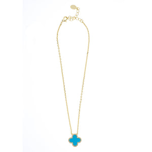 Turquoise and CZ Flower Pendant