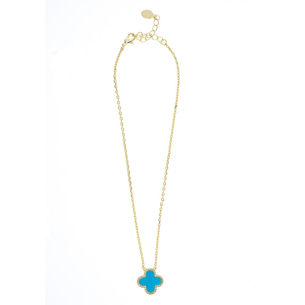 Turquoise and CZ Flower Pendant