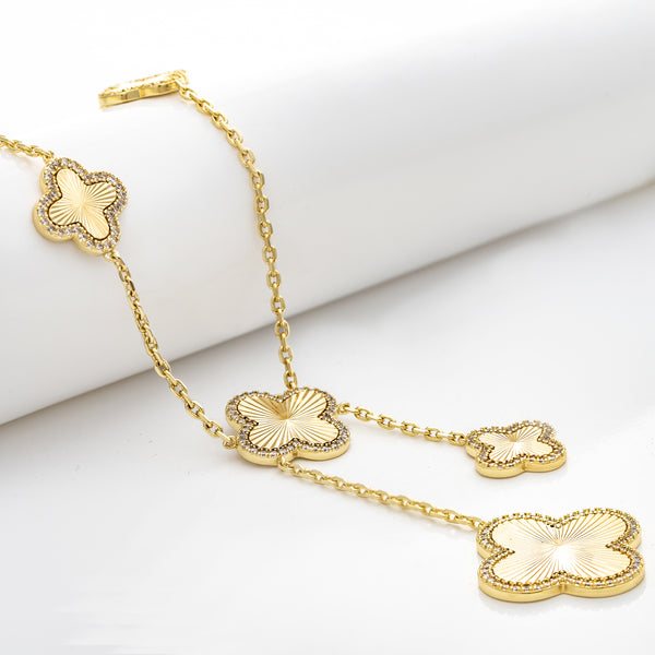 CZ Flower Station Y Necklace