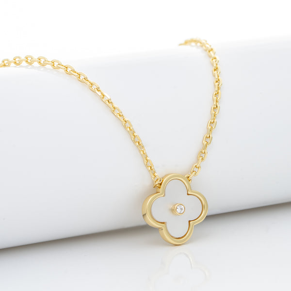Mother of Pearl Flower Pendant with CZ Center