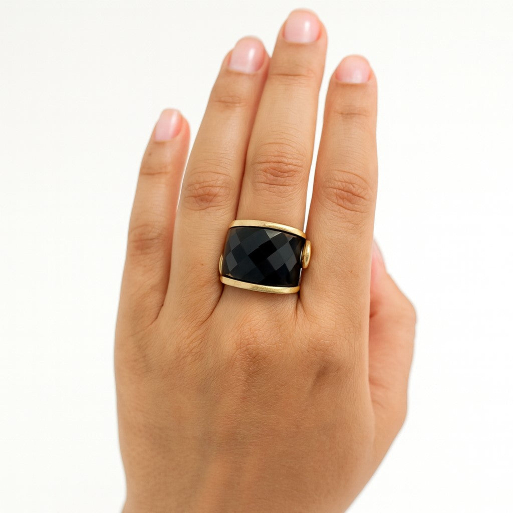 Onyx East-West Scroll Ring – Rivka Friedman Jewelry