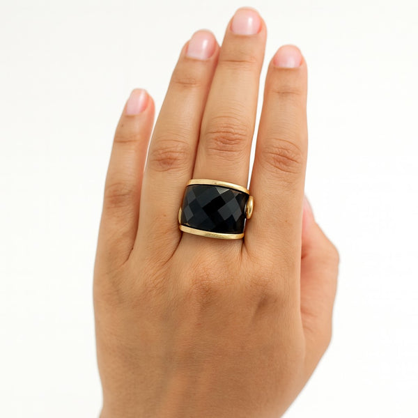 Onyx East-West Scroll Ring