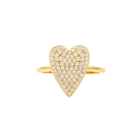 Pave Cubic Zirconia Heart Ring