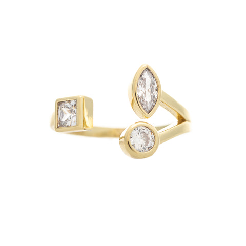 Open Multi Shape CZ Ring
