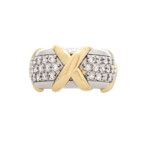 Mixed Metal + CZ Criss Cross Ring