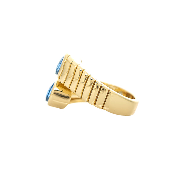 London Blue Oval CZ Bypass Ring