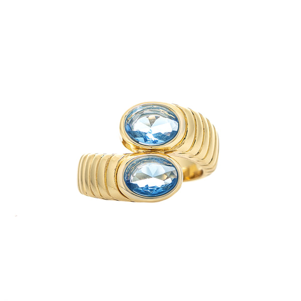 London Blue Oval CZ Bypass Ring